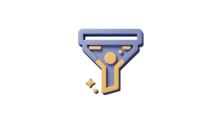 Stylized 3 d funnel icon illustration for data analysis and business concepts