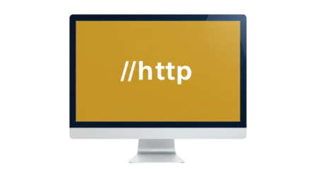 Isolated computer screen with HTTP text