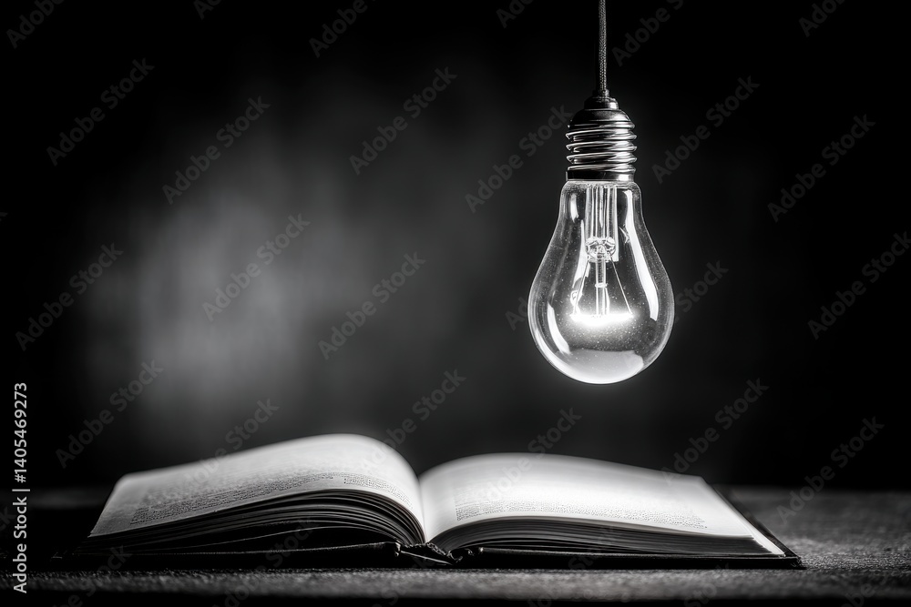Aufkleber a glowing lightbulb illuminates an open book, symbolizing knowledge and inspiration, creating a star