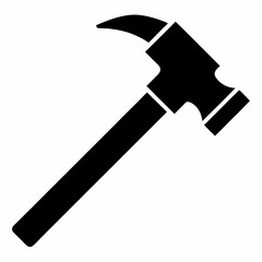 Hammer black vector icon on white background.