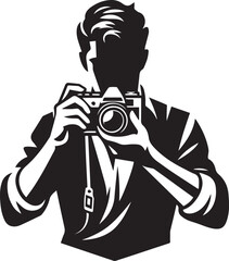 Silhouette of a Male Photographer with DSLR Camera in Action


