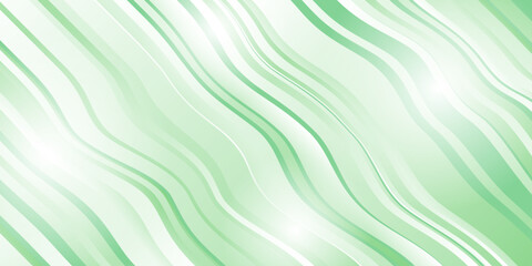 Obraz premium Vector abstract white and green wave background. Smooth line background, blurred pattern. Light pale texture.