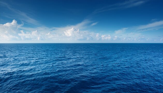 Open sea calm blue water and sky horizon