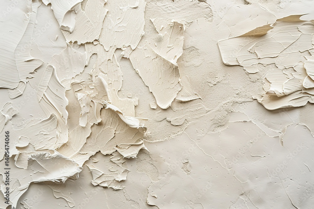 Aufkleber abstract texture: off-white plaster with visible strokes and ridges creates depth