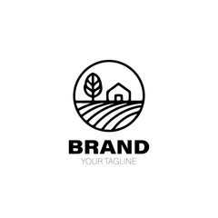 Farm Logo. Farm Logo Design. Farm Logo Brand. Farm Logo Vector Design Isolated on White Background