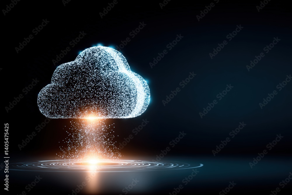 Poster dynamic cloud data transfer visualization digital art abstract environment futuristic concept