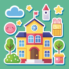 Obraz premium Colorful school building with decorative elements