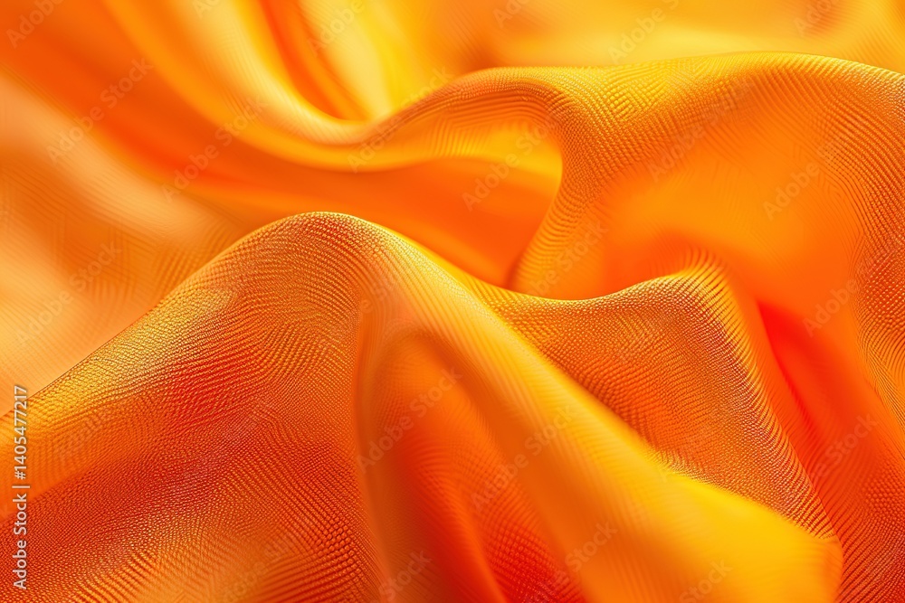 Poster flowing orange fabric with smooth rippling texture creates a vibrant and dynamic surface