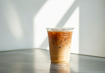 Iced coffee in a plastic cup