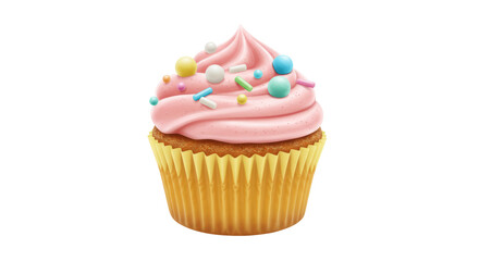 Isolated Cupcake with Pink Frosting