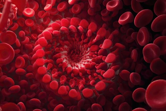 Red Blood Cells Circulating in a Spiral Pattern in Human Bloodstream During Normal Physiological Conditions