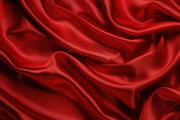 Obraz premium Elegant red silk fabric with soft folds and smooth texture creating a luxurious feel