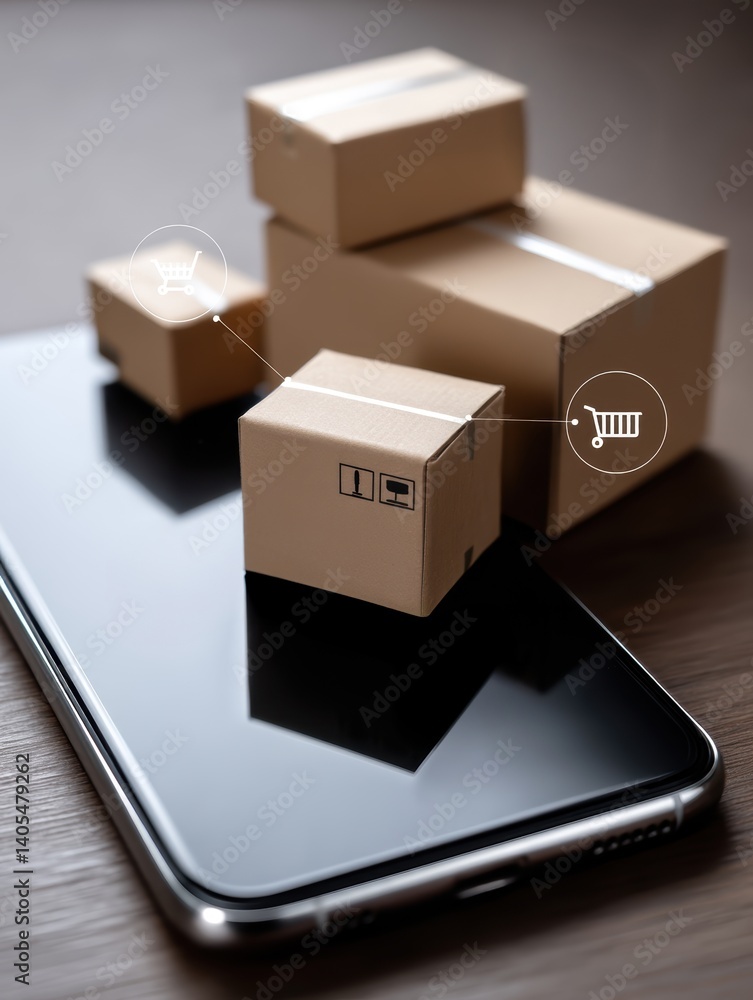 Poster augmented reality interface used by logistics manager to scan packages, view delivery status, and de