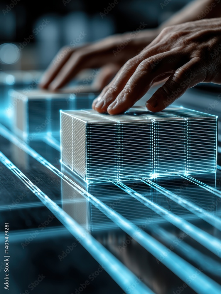 Poster augmented reality interface used by logistics manager to scan packages, view delivery status, and de