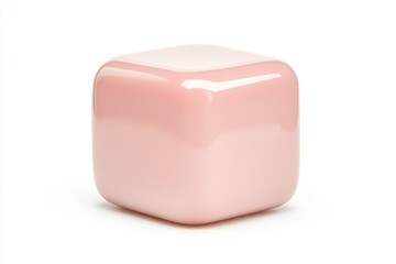 Square Pink Bubble Gum Cube Isolated on a White Background for Sweet Treats and Culinary Inspiration