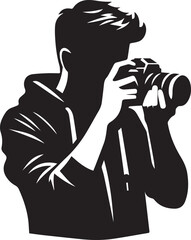 Silhouette of a Male Photographer with DSLR Camera in Action

