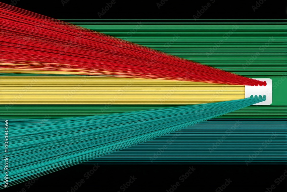 Poster vibrant light refraction experiment science lab digital art abstract background close-up view optica