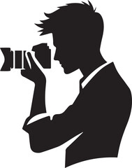 Silhouette of a Male Photographer with DSLR Camera in Action


