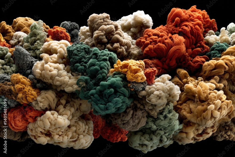 Aufkleber colorful abstract cloud formations digital art conceptual studio setting overhead view visual explor