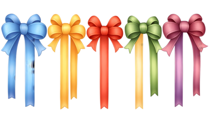 Colorful Ribbons Bows Illustration With Transparent Background Isolated