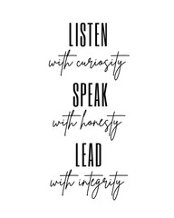 Listen, Speak, Lead Printable Wall Art For Home, Dorm Or Office Decor Instant Digital Download.
