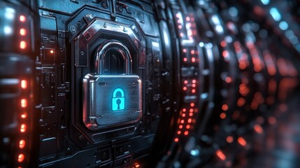 Cybersecurity: Digital Fortress, Data Protection, Futuristic Lock
