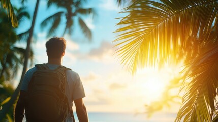 Friendship Group of friends exploring an exotic island, experiencing the joy of travel together.