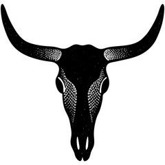 vector illustration of bull skull on white background