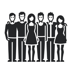 Group of friends posing together in a casual setting  on a transparent background