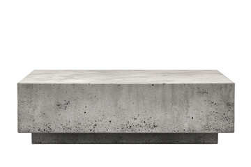 A concrete, rectangular platform rests on a plinth against a transparent background, exuding minimalist elegance