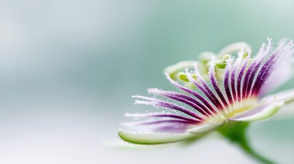 Close-Up of Beautiful Flower Petals with Dew Drops on Soft Background in Gentle Light