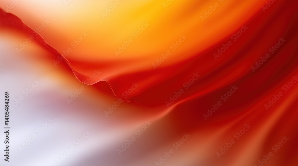 Poster vibrant orange and red abstract waves in soft flowing fabric texture background