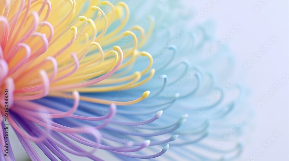 Poster close-up view of colorful abstract flower with twisting petals and delicate texture