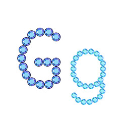 Obraz premium English letter (uppercase and lowercase) from luxury gemstone alphabet isolated on white background