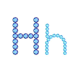 English letter (uppercase and lowercase) from luxury gemstone alphabet isolated on white background