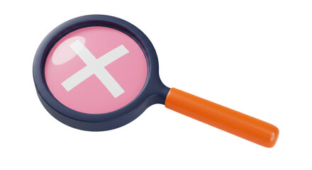 Isolated Magnifying Glass with X Mark