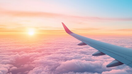 Obraz premium Jet Jet soaring high above the clouds, with the sun shining brightly on its sleek wings.