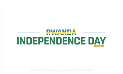 Rwanda Independence Day on a white background, Vector design of Independence Day of Rwanda, Typographic Design of Rwanda National Day, Flag typography of Rwanda