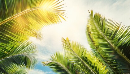 Naklejka premium palm tree leaves and sun