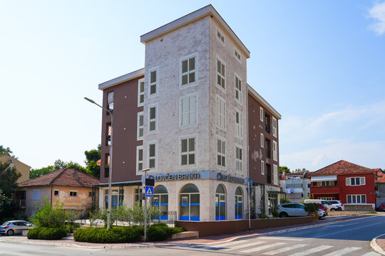 Lovcen Banka branch in Tivat in the Bay of Kotor, Montenegro