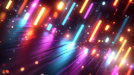 Naklejka premium Vibrant abstract light streaks in a colorful digital landscape, creating a dynamic visual effect