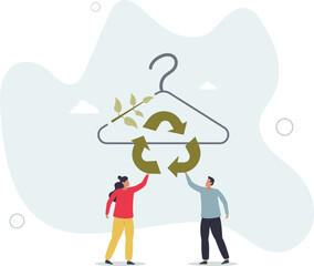 Slow fashion and sustainable, nature friendly clothing.flat character life .