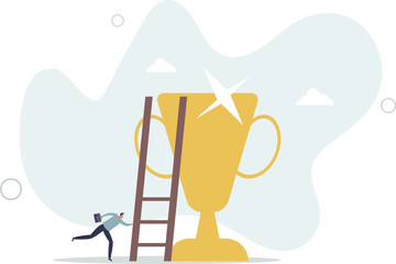 Building ladder to success, strategy and plan to growing and achieve target or goal, ambition and aspiration concept.flat character life .