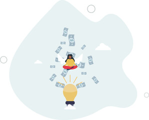 Angel investor, people who funding or support startup seed project since beginning, money support to grow business idea concept.flat character life .