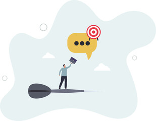 Aiming for target or goal, determination and strategy to reach target and achieve business success, aspiration and direction to win and victory.flat character life .
