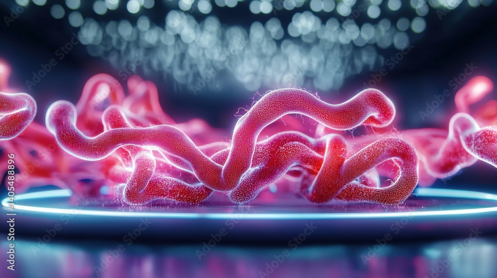 Poster dynamic visualization of bacteria movement laboratory setting 3d animation scientific environment ma