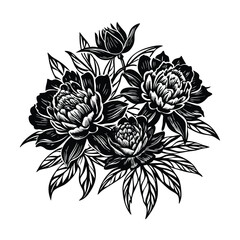 black and white flowers