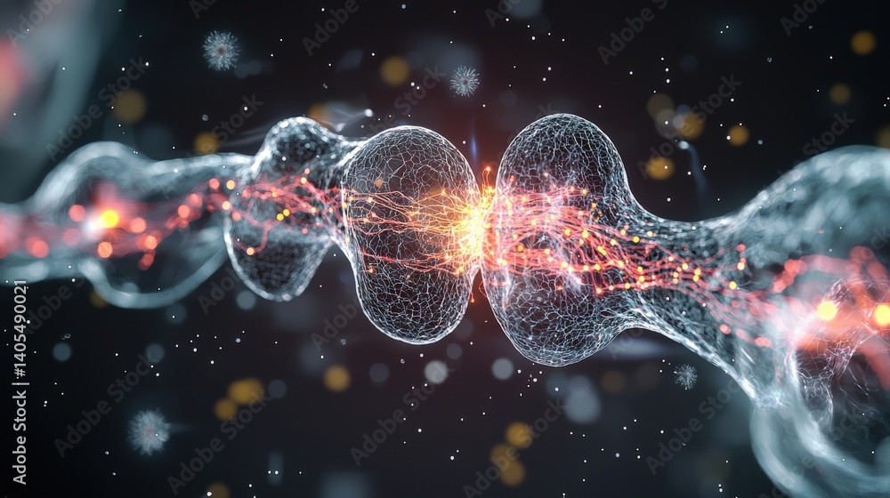 Poster neural synapse activity human brain medical visualization digital environment close-up view neurosci