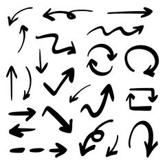 ベクターのペンの手書きの矢印セット 白黒