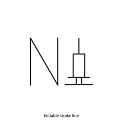 No syringe, hormones, antibiotic, drugs icon. No injection symbol. Vector stock illustration isolated on white background for design template medical, pharmacy, hospital. Editable stroke line.